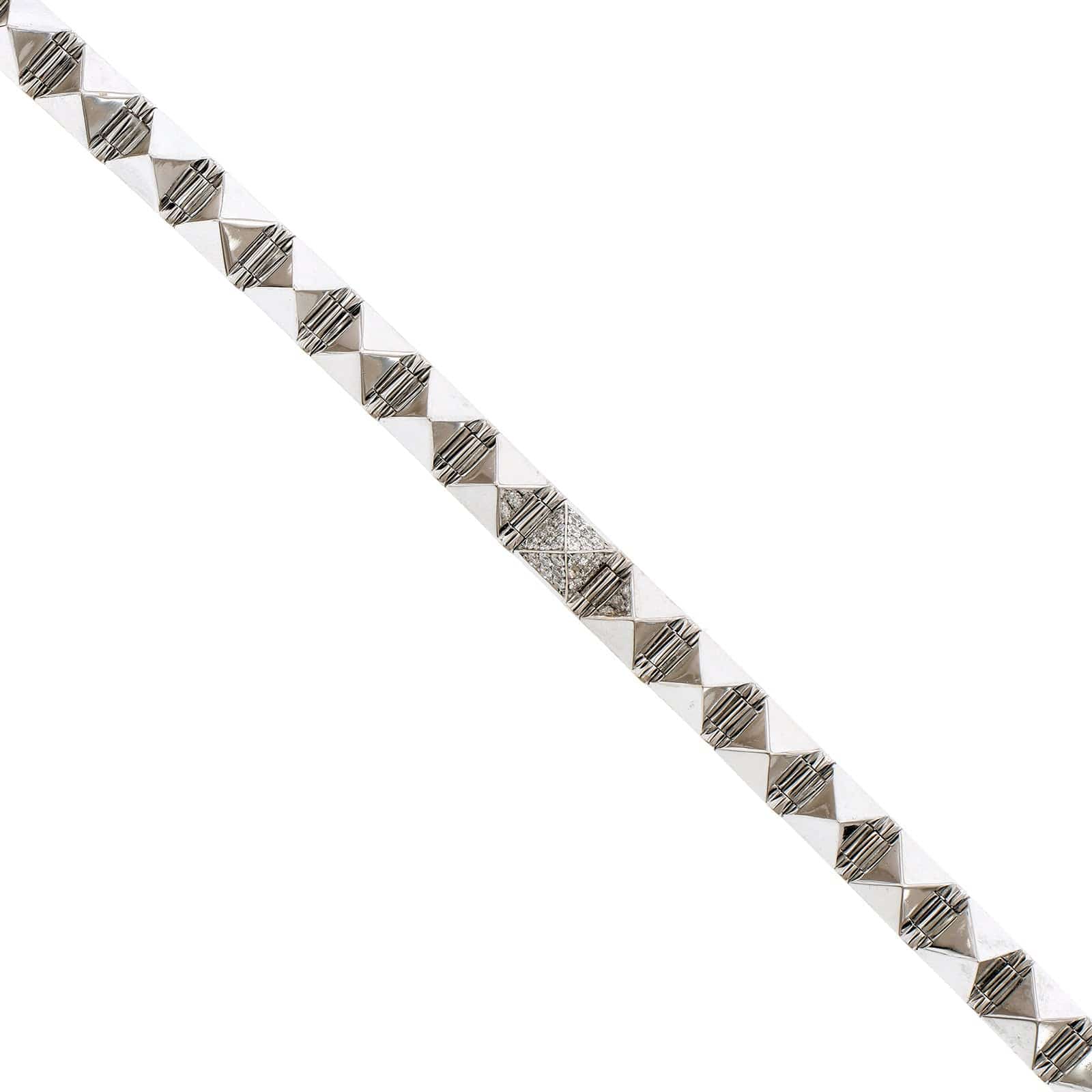 18K White Gold Spiked Diamond Bracelet