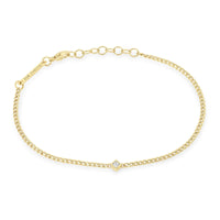 Zoe Chicco 14K Yellow Gold X Small Curb Chain Diamond Bracelet
