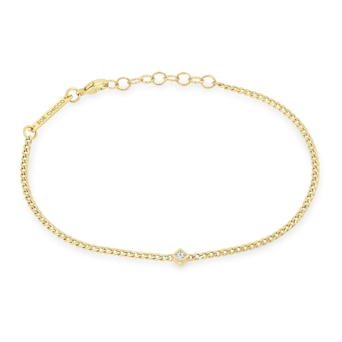 Zoe Chicco 14K Yellow Gold X Small Curb Chain Diamond Bracelet