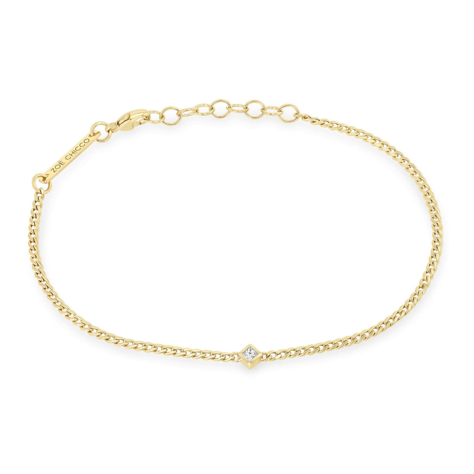 Zoe Chicco 14K Yellow Gold X Small Curb Chain Diamond Bracelet