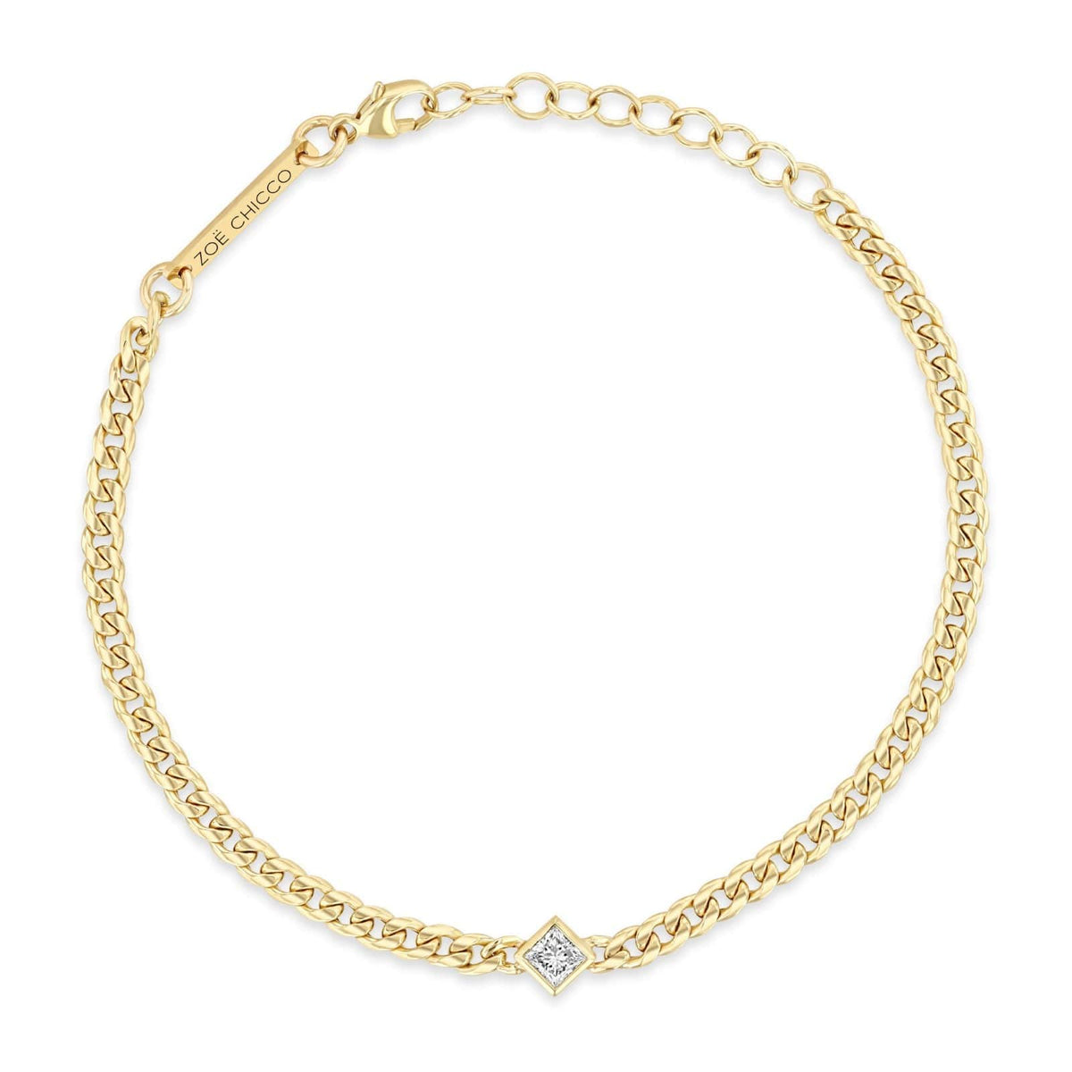 Zoe Chicco 14K Yellow Gold Small Curb Chain Diamond Bracelet