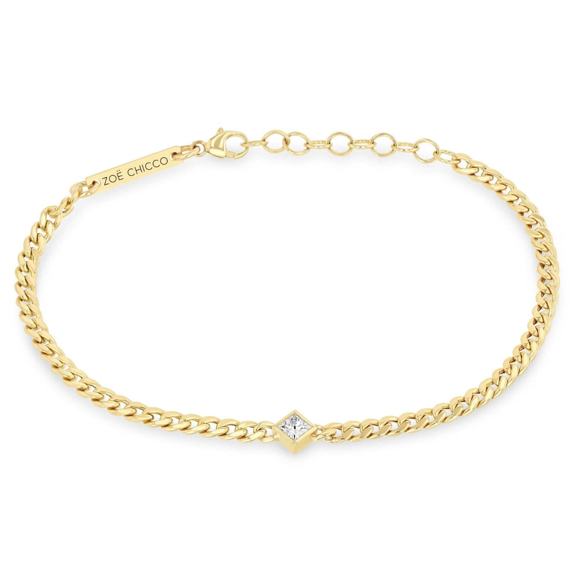 Zoe Chicco 14K Yellow Gold Small Curb Chain Diamond Bracelet