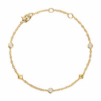 Petite Modern Renaissance Station Bracelet 18K Yellow Gold with Diamonds, 4.6mm