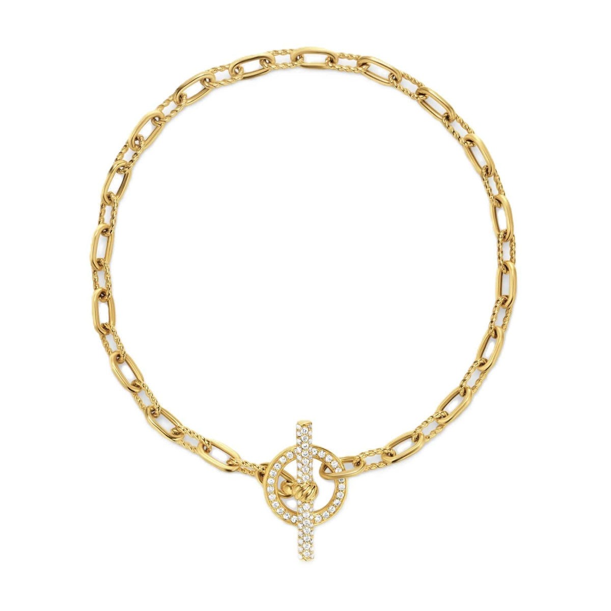 DY Madison® Pavé Toggle Chain Bracelet 18K Yellow Gold with Diamonds, 3mm