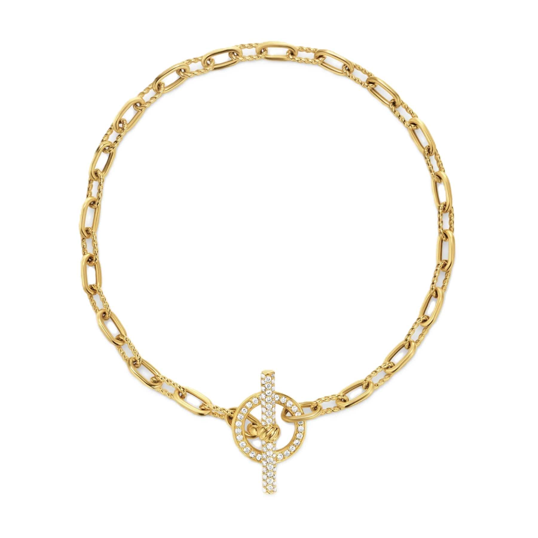 DY Madison® Pavé Toggle Chain Bracelet 18K Yellow Gold with Diamonds, 3mm