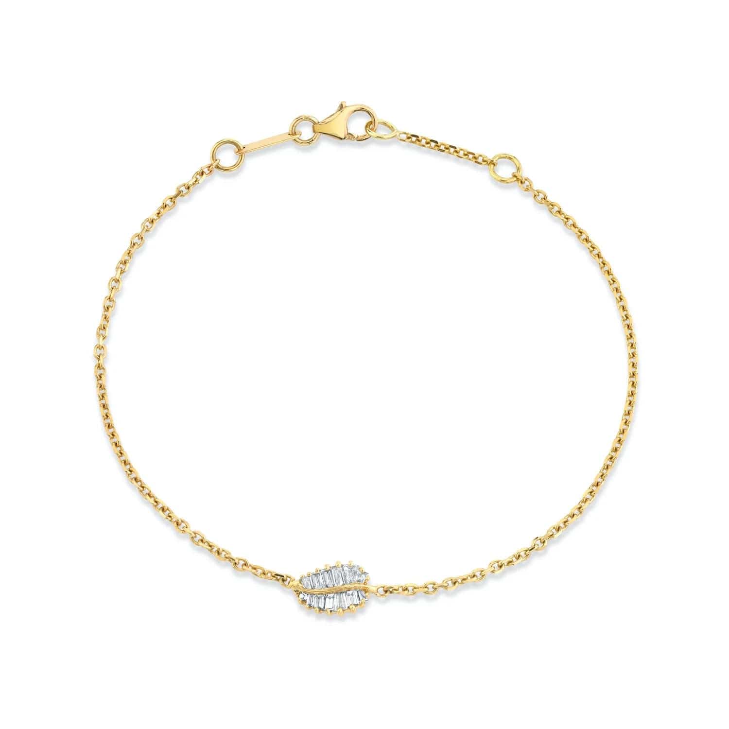 Anita Ko 18K Yellow Gold Baguette Diamond Palm Leaf Bracelet