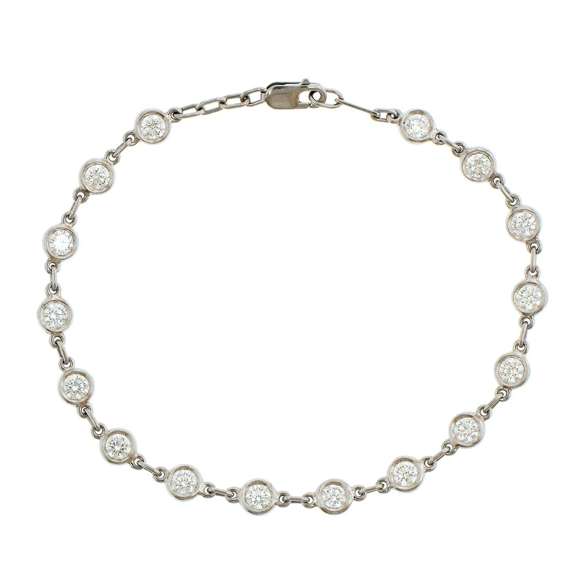 Platinum Bezel Set Round Diamond Bracelet