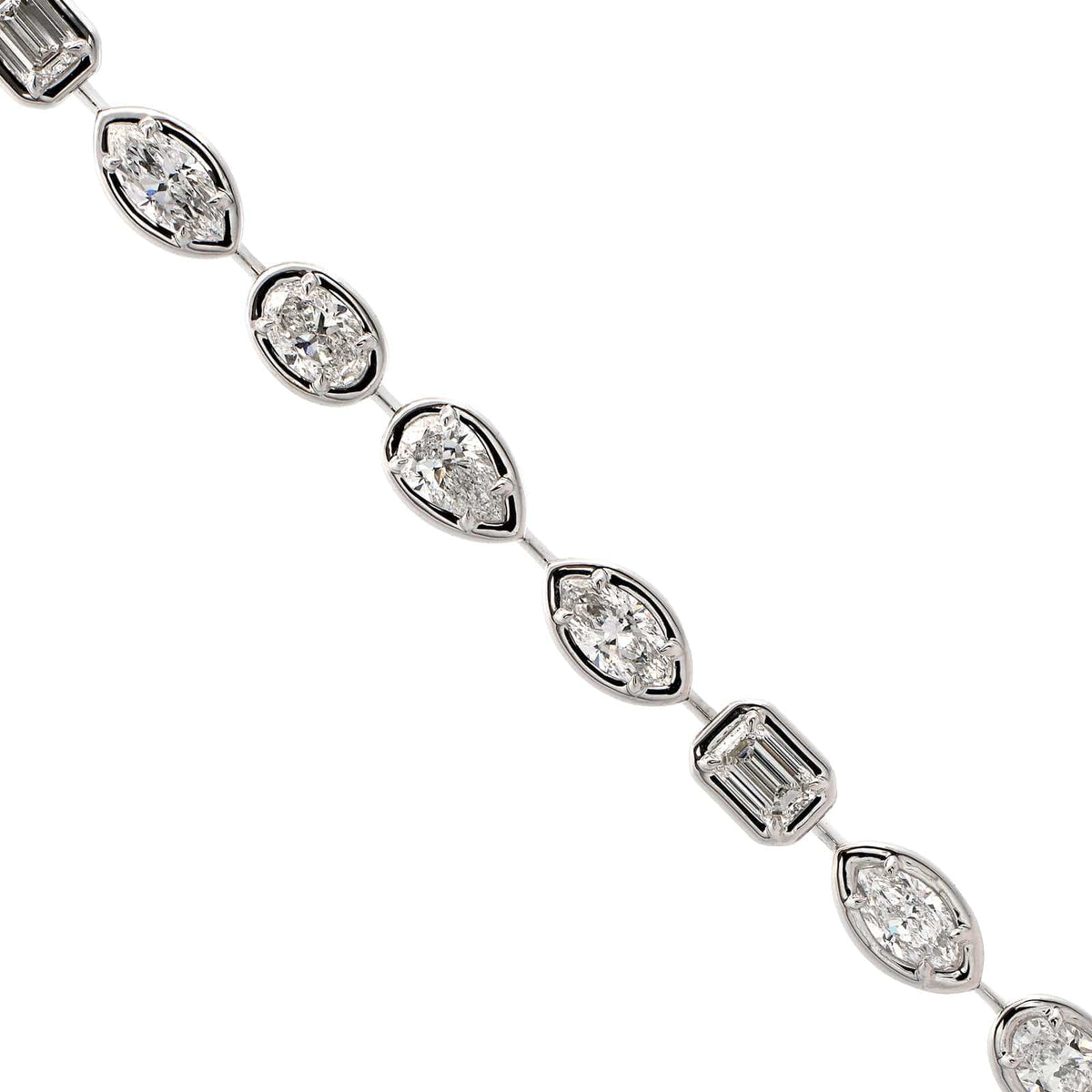 18K White Gold Multi Shaped Diamond Bracelet