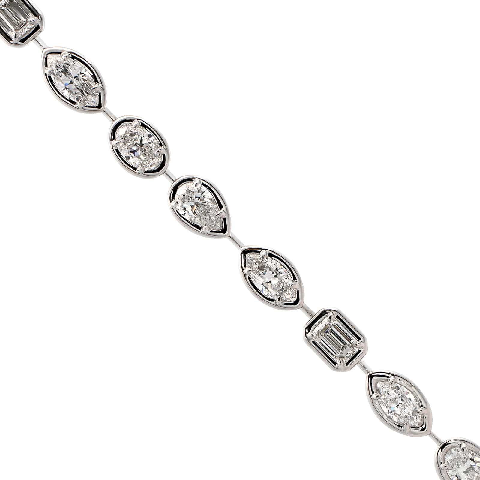 18K White Gold Multi Shaped Diamond Bracelet