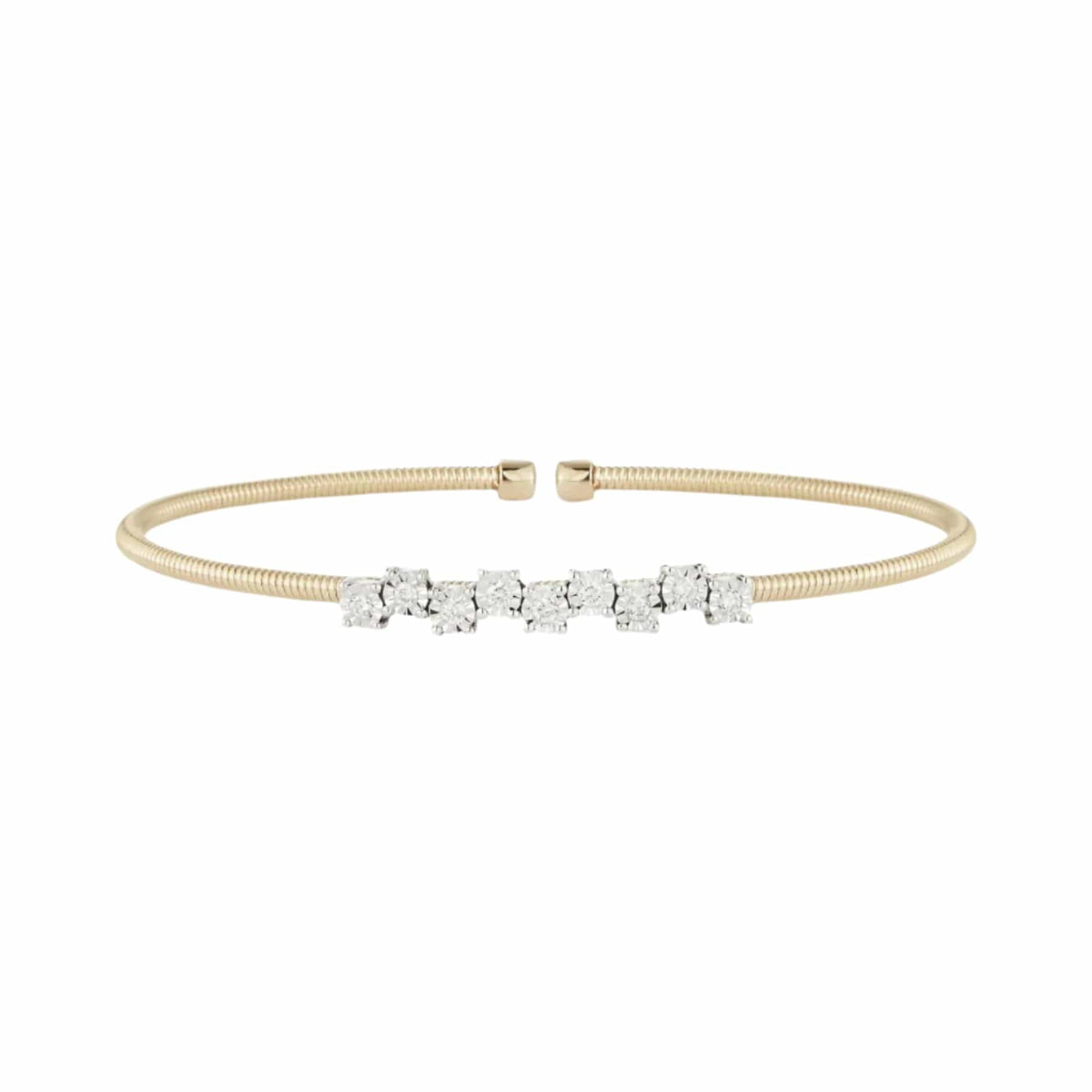 Dana Rebecca 14K Yellow Gold Diamond Ava Bea Zig Zag Flexi Cuff Bracelet