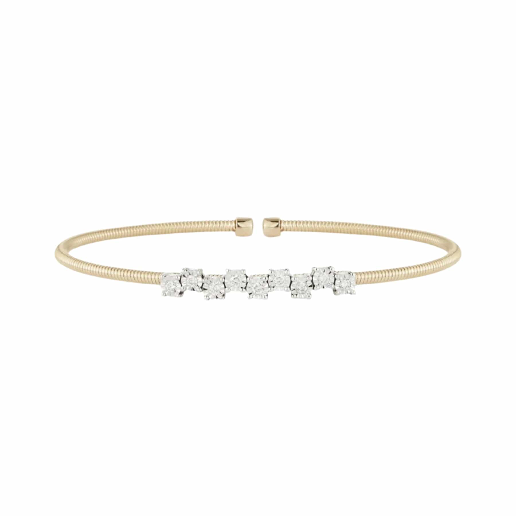 Dana Rebecca 14K Yellow Gold Diamond Ava Bea Zig Zag Flexi Cuff Bracelet
