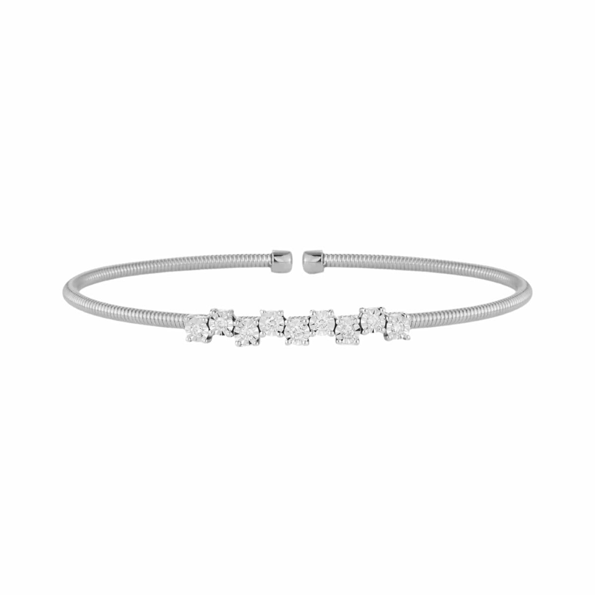 Dana Rebecca 14K White Gold Diamond Ava Bea Zig Zag Flexi Cuff Bracelet