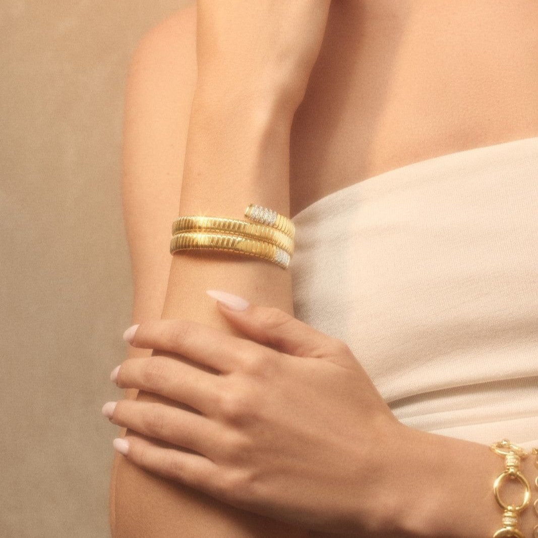 Emily P. Wheeler 18K Yellow Gold Tubogas Diamond Wrap Bracelet