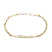 Zoe Chicco 14K Yellow Gold Bezel Set Diamond Small Curb Chain Tennis Bracelet