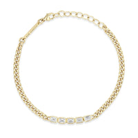 Zoe Chicco 14K Yellow Gold Bezel Set Diamond Small Curb Chain Tennis Bracelet
