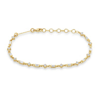 Zoe Chicco 14K Yellow Gold Baguette and Round Diamond Link Tennis Bracelet
