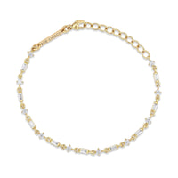 Zoe Chicco 14K Yellow Gold Baguette and Round Diamond Link Tennis Bracelet