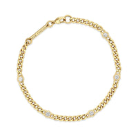 Zoe Chicco 14K Yellow Gold Floating Diamond Small Curb Chain Bracelet