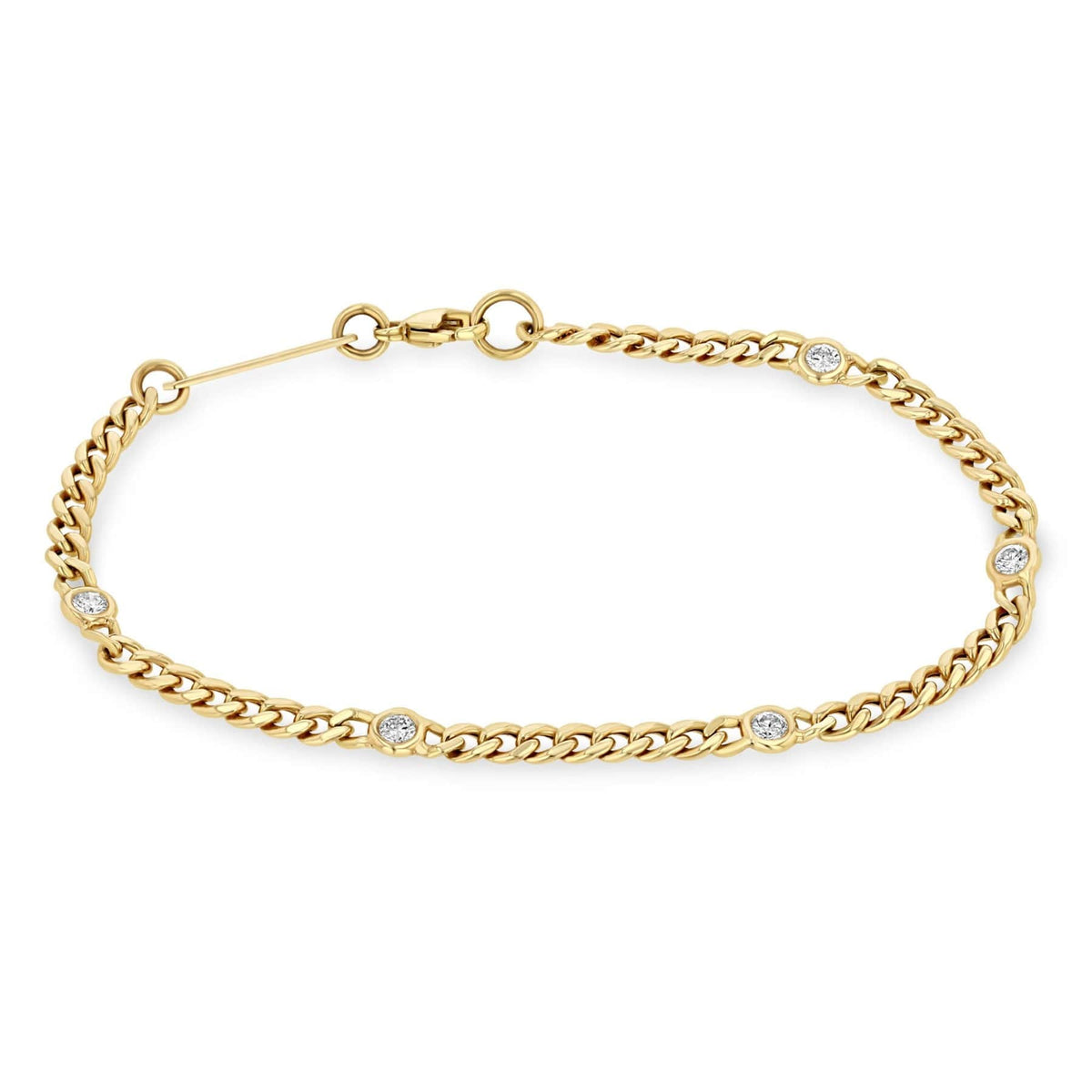 Zoe Chicco 14K Yellow Gold Floating Diamond Small Curb Chain Bracelet