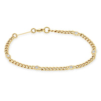 Zoe Chicco 14K Yellow Gold Floating Diamond Small Curb Chain Bracelet