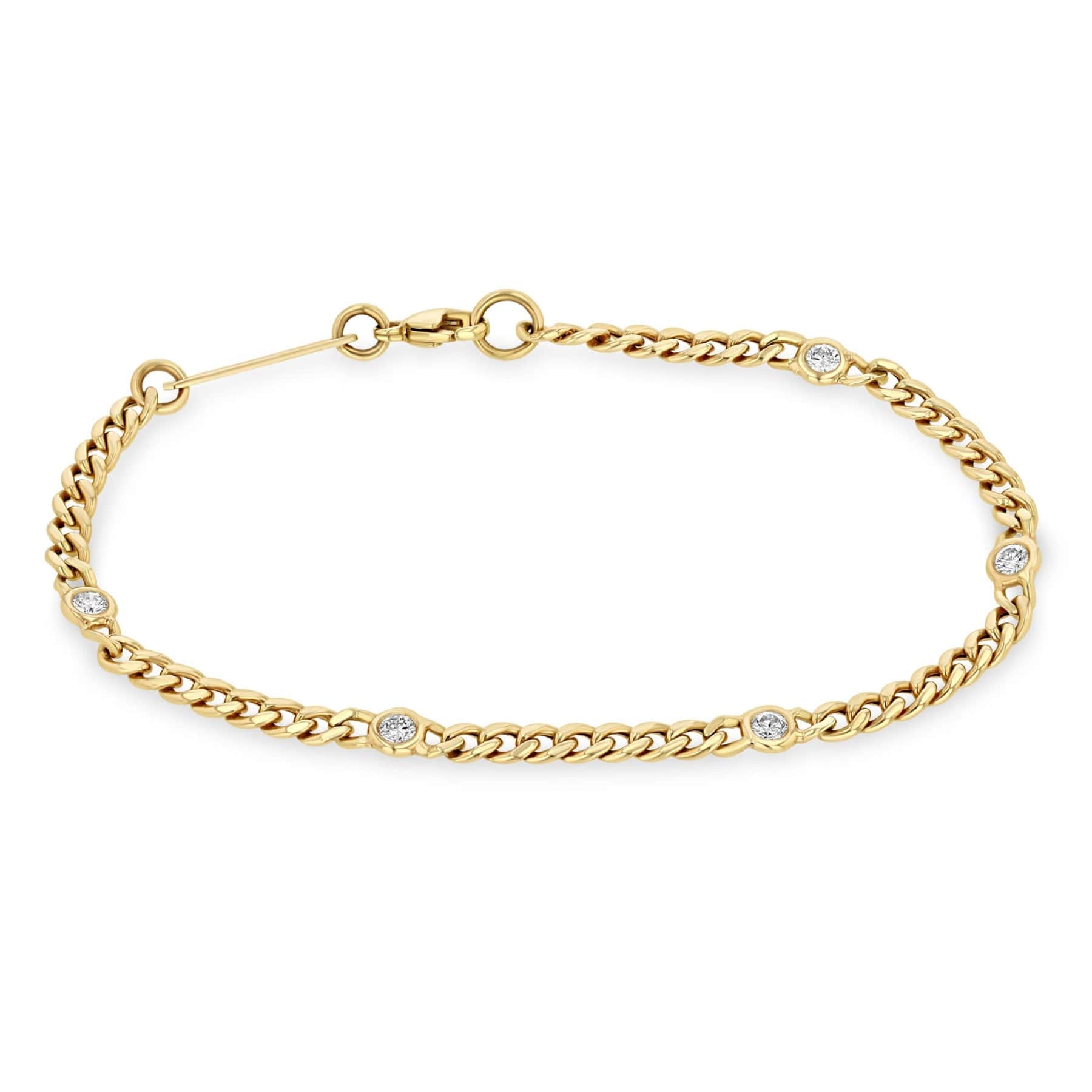 Zoe Chicco 14K Yellow Gold Floating Diamond Small Curb Chain Bracelet