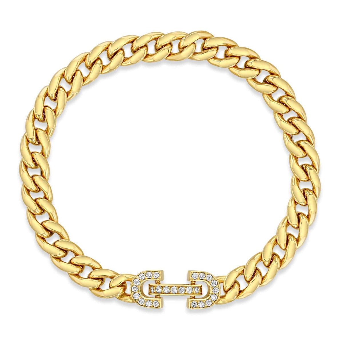 Zoe Chicco 14K Yellow Gold Pave Diamond Curb Chain Bracelet