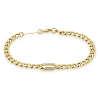 Zoe Chicco 14K Yellow Gold Pave Diamond Medium Curb Chain Bracelet