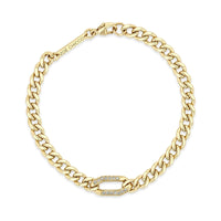 Zoe Chicco 14K Yellow Gold Pave Diamond Medium Curb Chain Bracelet