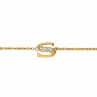Petite Pavé Initial Chain Bracelet 18K Yellow Gold with Diamond S