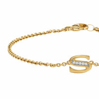 Petite Pavé Initial Chain Bracelet 18K Yellow Gold with Diamond S