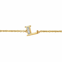 Petite Pavé Initial Chain Bracelet 18K Yellow Gold with Diamond L