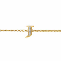 Petite Pavé Initial Chain Bracelet 18K Yellow Gold with Diamond J