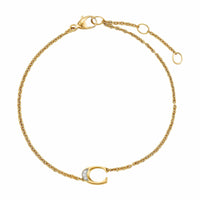 Petite Pavé Initial Chain Bracelet 18K Yellow Gold with Diamond C