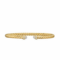 Cablespira® Flex Bracelet 18K Yellow Gold with Pavé Diamond Domes, 4mm