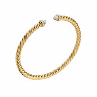 Cablespira® Flex Bracelet 18K Yellow Gold with Pavé Diamond Domes, 4mm