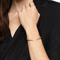 Cablespira® Flex Bracelet 18K Yellow Gold with Pavé Diamond Domes, 4mm