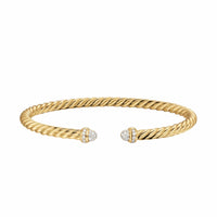 Cablespira® Flex Bracelet 18K Yellow Gold with Pavé Diamond Domes, 4mm