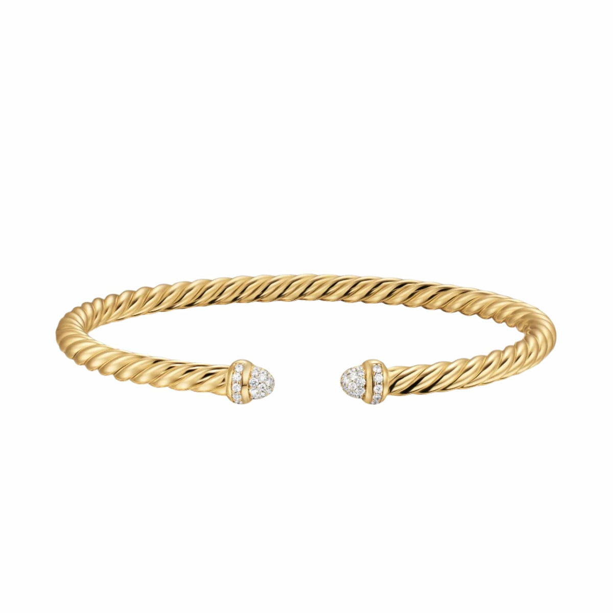 Cablespira® Flex Bracelet 18K Yellow Gold with Pavé Diamond Domes, 4mm