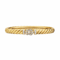 Sculpted Cable Buckle Bracelet 18K Yellow Gold with Diamonds, 6.2mm