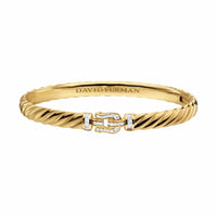 Sculpted Cable Buckle Bracelet 18K Yellow Gold with Diamonds, 6.2mm