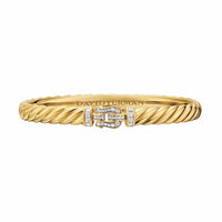 Sculpted Cable Buckle Bracelet 18K Yellow Gold with Diamonds, 6.2mm
