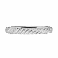 Sculpted Cable Bangle Bracelet 18K White Gold with Diamonds, 8mm