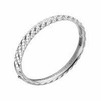 Sculpted Cable Bangle Bracelet 18K White Gold with Diamonds, 8mm