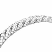 Sculpted Cable Bangle Bracelet 18K White Gold with Diamonds, 8mm