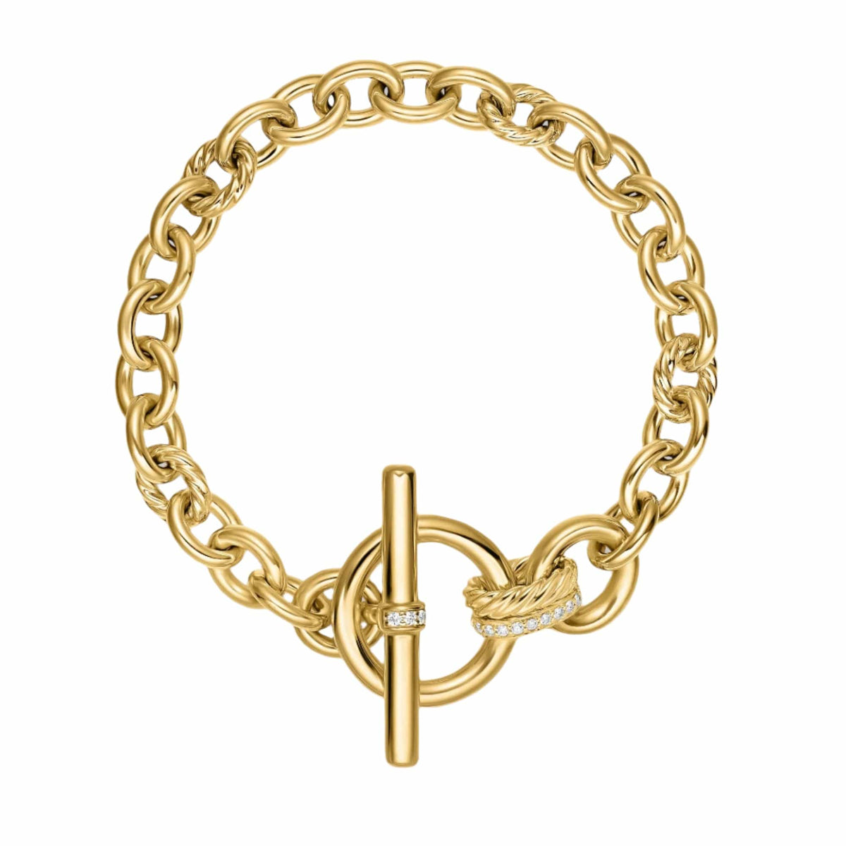 DY Mercer® Toggle Chain Bracelet 18K Yellow Gold with Diamonds, 8mm