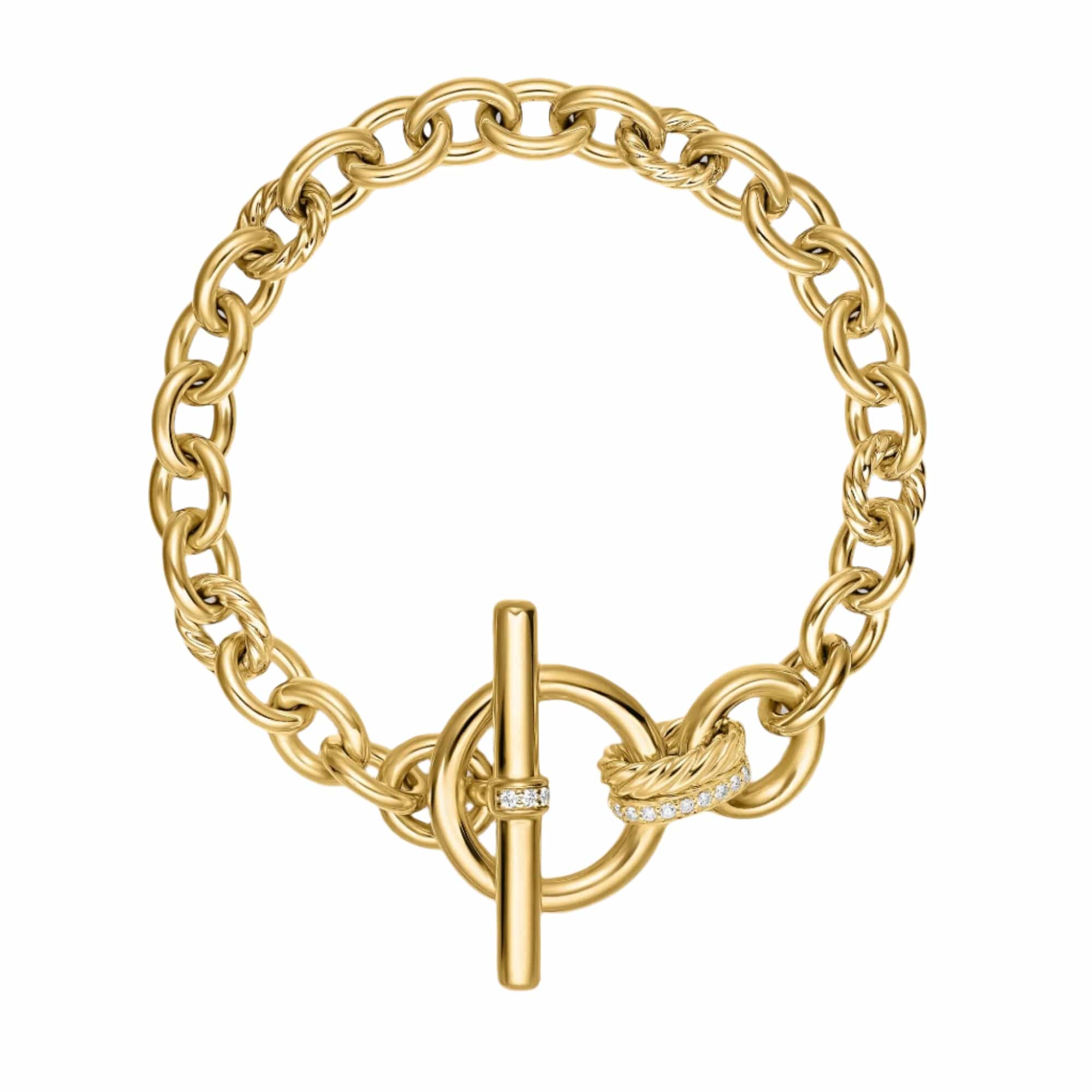 DY Mercer® Toggle Chain Bracelet 18K Yellow Gold with Diamonds, 8mm