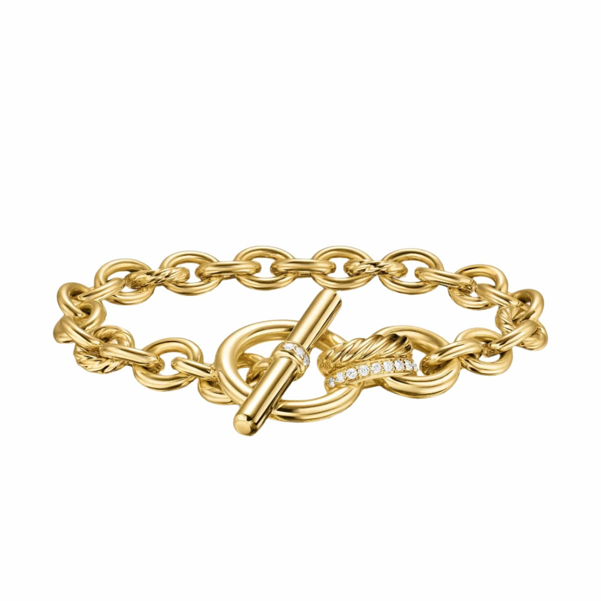 DY Mercer® Toggle Chain Bracelet 18K Yellow Gold with Diamonds, 8mm