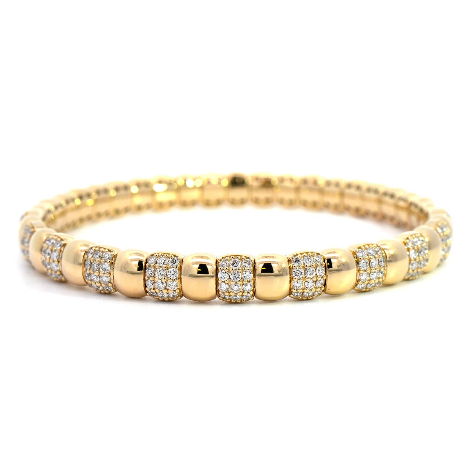 14K Yellow Gold Pave Diamond Stretch Bracelet