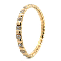 14K Yellow Gold Pave Diamond Stretch Bracelet