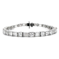 Platinum Emerald and Radiant Cut Diamond Tennis Bracelet